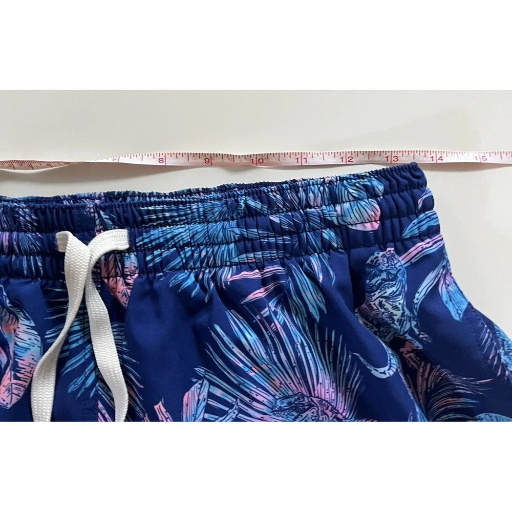 Chubbies Men's Size M Swim Trunks Dark Blue Dinosaur Palm 5.5